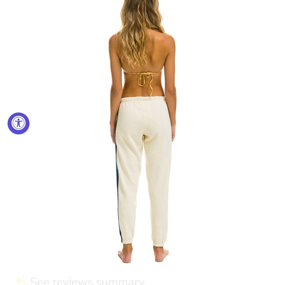 Aviator Nation Cream Pants with Rainbow Stripes - Picture 3 of 16